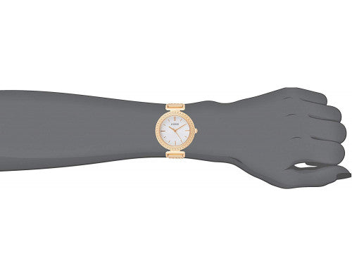 Guess Monroe Silver Dial Rose Gold Steel Strap Watch For Women - W1152L3