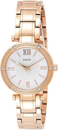 Guess Park Ave White Dial Rose Gold Steel Strap Watch for Women - W0767L3