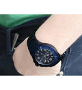 Guess Rigor Multifunction Black Dial Blue Steel Strap Watch for Men - W0218G4