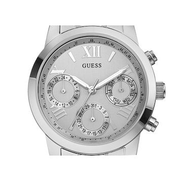 Guess Mini Sunrise Silver Dial Silver Steel Strap Watch For Women - W0448L1