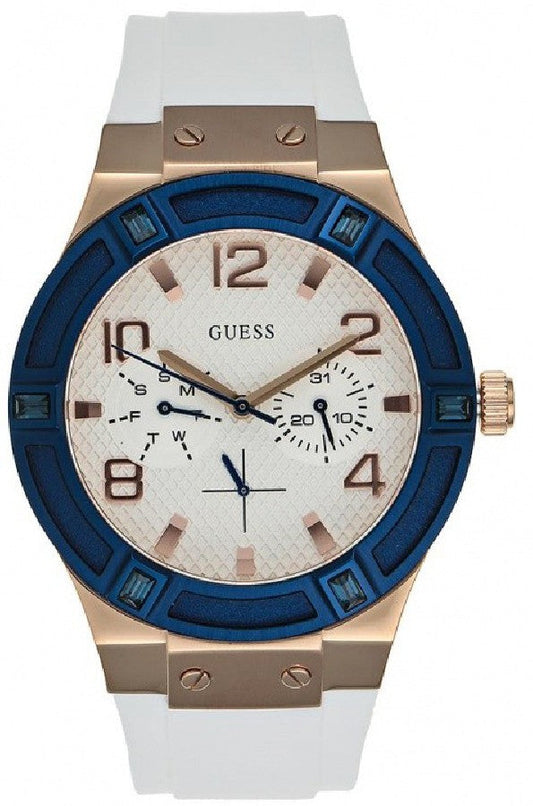 Guess Jet Setter White Dial White Rubber Strap Watch for Women - W0564L1