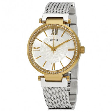 Guess Soho Diamonds Silver Dial Silver Mesh Bracelet Watch for Women - W0638L7