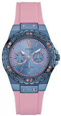 Guess Limelight Blue Dial Pink Rubber Strap Watch For Women - W0775L5