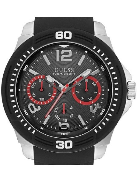 Guess Tread Black Dial Black Rubber Strap Watch for Men - W0967G1