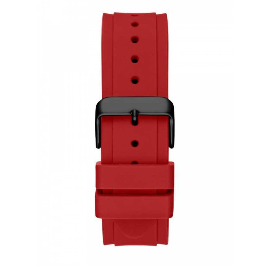 Guess Legacy Black Dial Red Silicone Strap Watch for Men - W1049G6