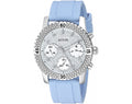 Guess Confetti Crystal  Silver Dial Turquoise Rubber Brand Watch For Women - W1098L3