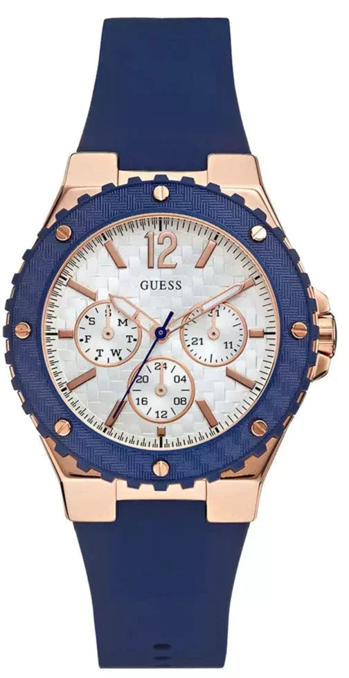 Guess Overdrive White Dial Blue Rubber Strap Watch for Women - W0149L5