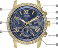 Guess Sunrise Blue Dial with Diamonds Blue Rubber Strap Watch For Women - W0616L2