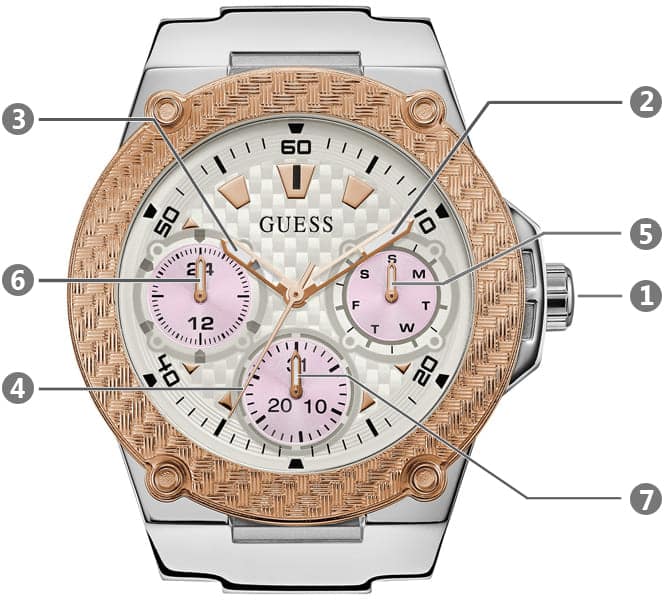 Guess Zena Quartz White Dial Pink Rubber Strap Watch For Women - W1094L4