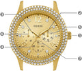 Guess Bedazzle Diamonds Gold Dial Gold Steel Strap Watch For Women - W1097L2