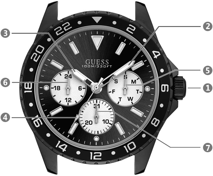 Guess Odyssey Quartz Black Dial Black Silicone Strap Watch For Men - W1108G3