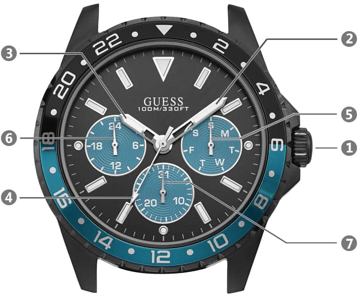 Guess Odyssey Quartz Black Dial Black Leather Strap Watch For Men - W1108G5