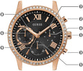 Guess Solar 40mm Black & Rose Gold Dial Black Rubber Strap Watch For Women - W1135L4