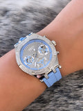 Guess Heiress Diamonds Blue Dial Blue Rubber Strap Watch for Women - GW0407L1