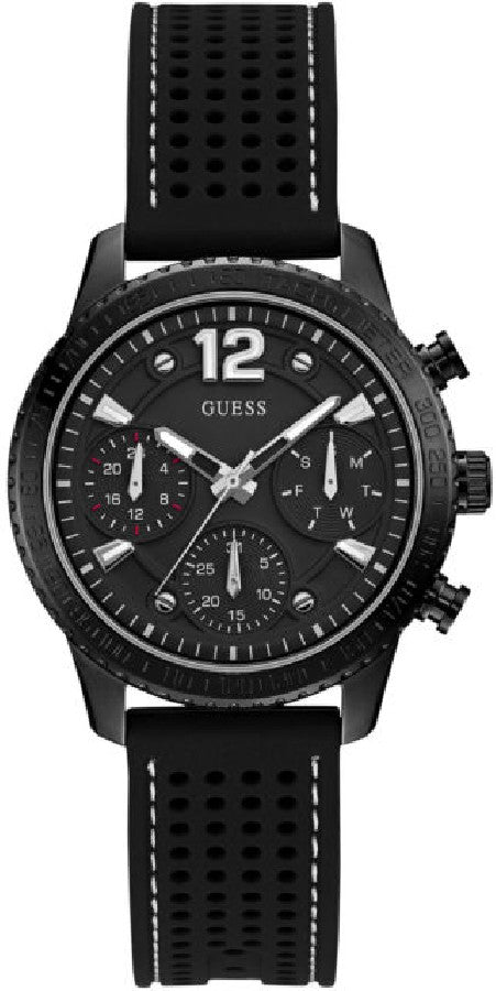 Guess Marina Chronograph Black Dial Black Rubber Strap Watch for Women - W1025L3