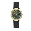 Guess Solstice Green Dial Black Rubber Strap Watch for Women - GW0113L1