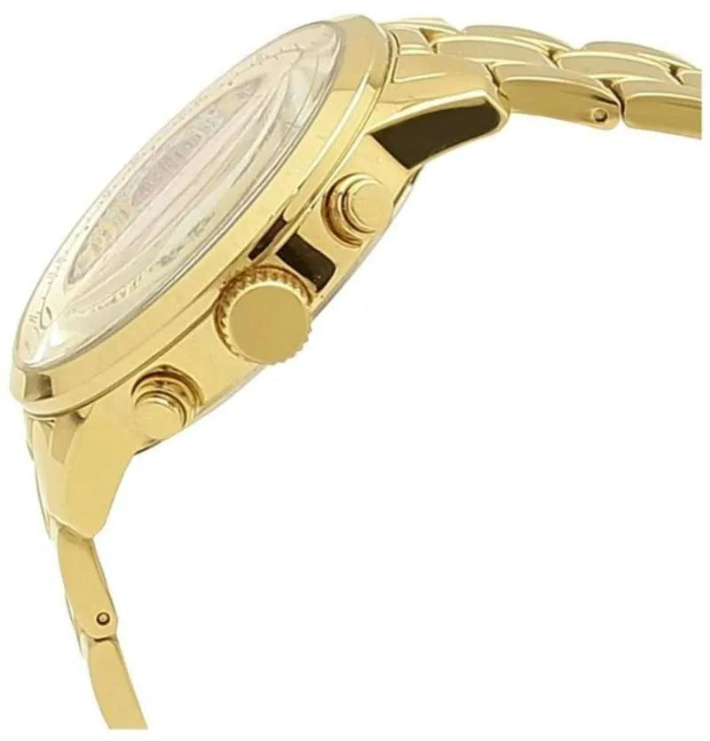 Guess Mini Sunrise Quartz Analog Orange Dial Gold Steel Strap Watch For Women - W0448L7