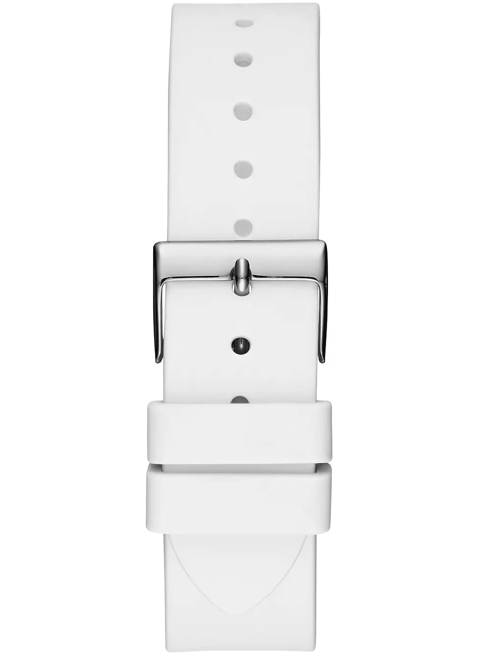 Guess Frontier Diamonds Silver Dial White Rubber Strap Watch For Women - W1160L4