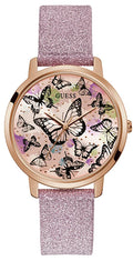 Guess Mariposa Pink Dial Pink Leather Strap Watch for Women - GW0008L2