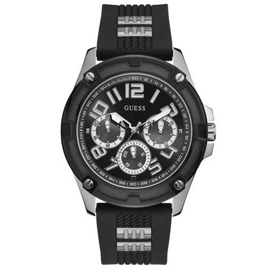 Guess Delta Black Dial Black Silicone Strap Watch for Men - GW0051G1