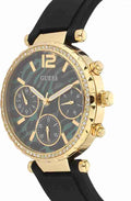 Guess Solstice Green Dial Black Rubber Strap Watch for Women - GW0113L1