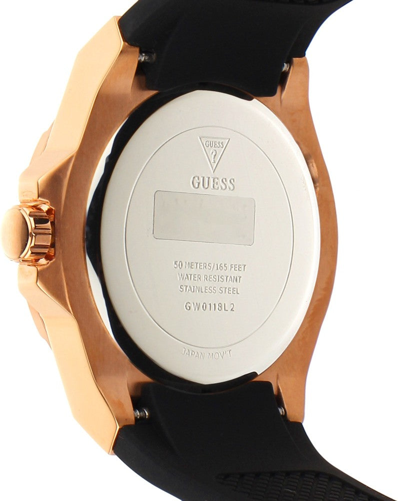 Guess Venus Diamonds Black Dial Black Rubber Strap Watch for Women - GW0118L2