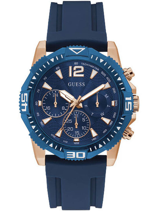 Guess Commander Blue Dial Blue Rubber Strap Watch for Men - GW0211G4