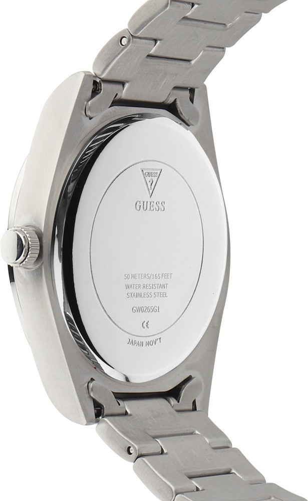 Guess Connoisseur Black Dial Silver Steel Strap Watch for Men - GW0265G1