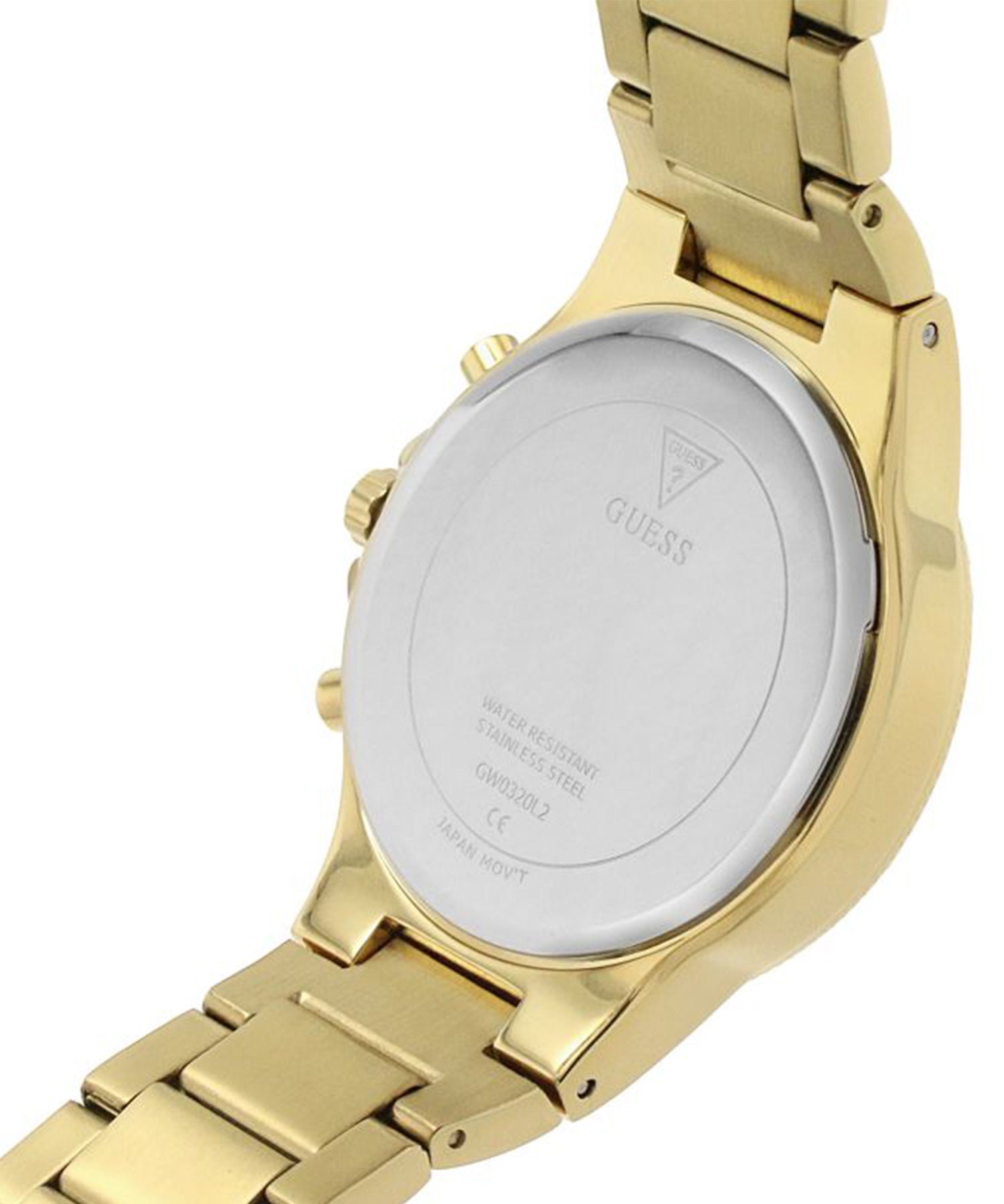 Guess Moonlight Diamonds Gold Dial Gold Steel Strap Watch for Women - GW0320L5