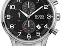 Hugo Boss Aeroliner Black Dial Silver Steel Strap Watch for Men - 1513181