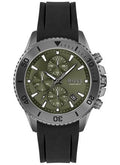 Hugo Boss Admiral Chronograph Green Dial Black Rubber Strap Watch for Men - 1513967