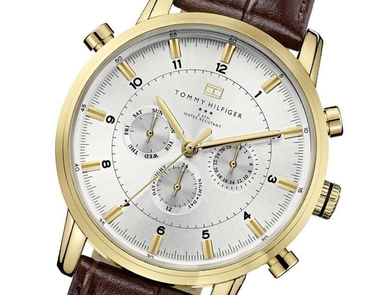 Tommy Hilfiger Harrison White Dial Brown Leather Strap Watch for Men - 1790874