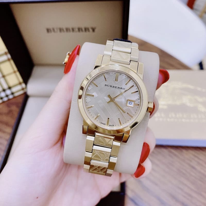 Burberry The City Gold Dial Gold Steel Strap Watch for Women - BU9145