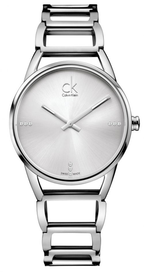 Calvin Klein Stately Silver Dial Silver Steel Strap Watch for Women - K3G2312W