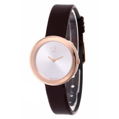 Calvin Klein Firm White Dial Brown Leather Strap Watch for Women - K3N236G6