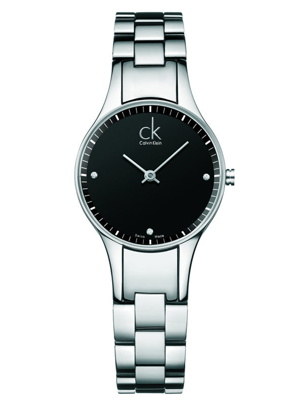 Calvin Klein Simplicity Black Dial Silver Steel Strap Watch for Women - K4323104