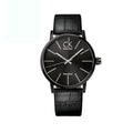 Calvin Klein Black Dial Black Leather Strap Watch for Women - K7622401