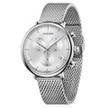 Calvin Klein High Noon Chronograph Silver Dial Silver Mesh Bracelet Watch for Men - K8M27126