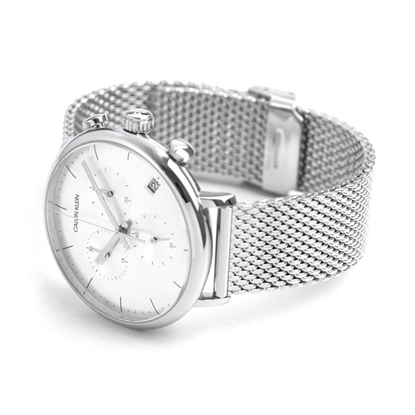 Calvin Klein High Noon Chronograph Silver Dial Silver Mesh Bracelet Watch for Men - K8M27126