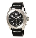 Fossil Modern Machine Chronograph Black Dial Black Leather Strap Watch for Men - FS4928