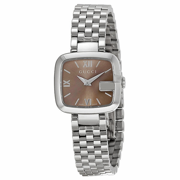 Gucci G Brown Dial Quartz Stainless Steel Watch For Women - YA125413