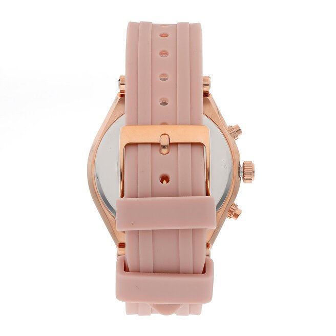 Guess Heiress Diamonds Rose Gold Dial Pink Rubber Strap Watch for Women - GW0407L3