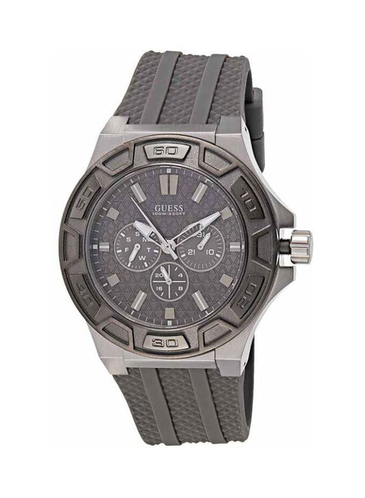 Guess Force Grey Dial Grey Rubber Strap Watch For Men - W0674G8