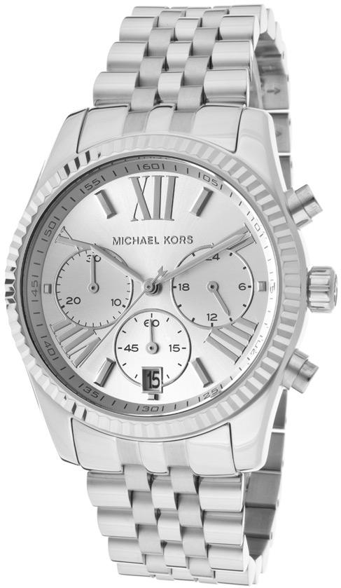 Michael Kors Lexington Silver Dial Silver Steel Strap Watch for Women - MK5555