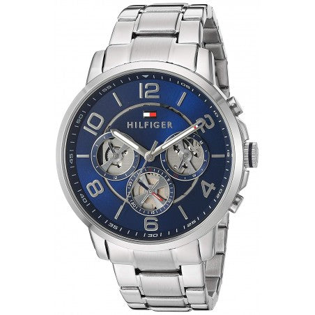 Tommy Hilfiger Keagan Quartz Blue Dial Silver Steel Strap Watch for Men - 1791293