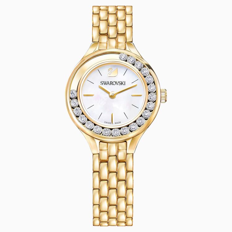 Swarovski Lovely Crystals White Dial Gold Steel Strap Watch for Women - 5242895