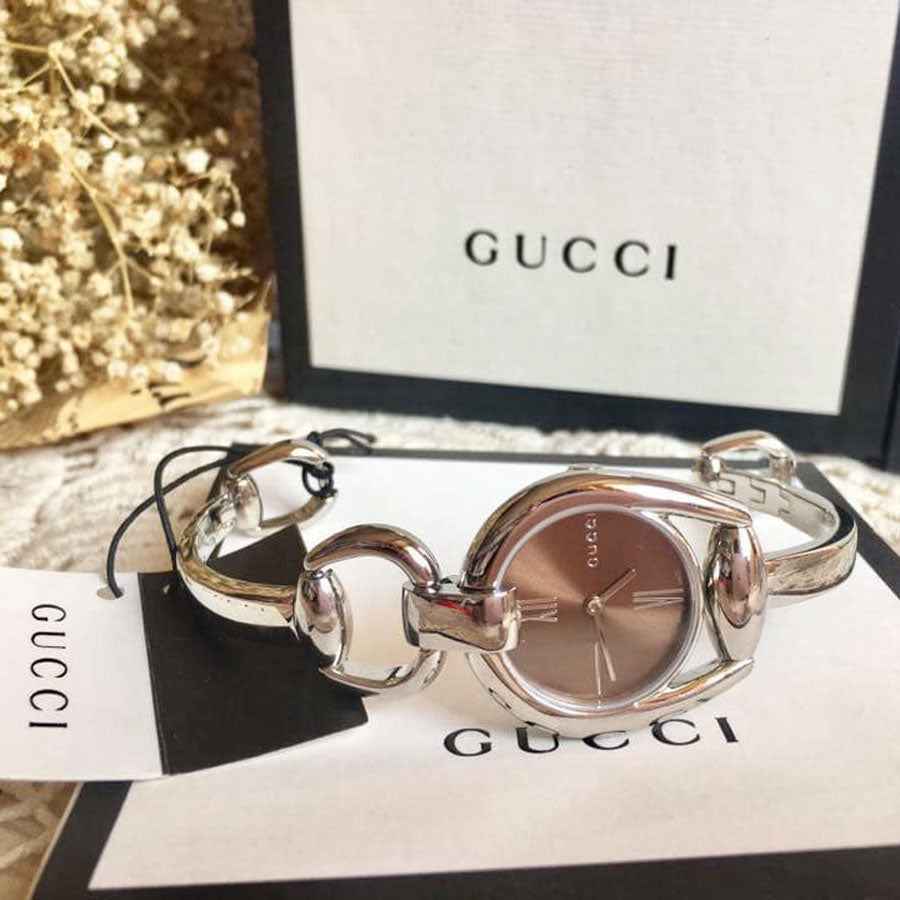 Gucci Horsebit Quartz Brown Dial Silver Steel Strap Watch For Women - YA139501