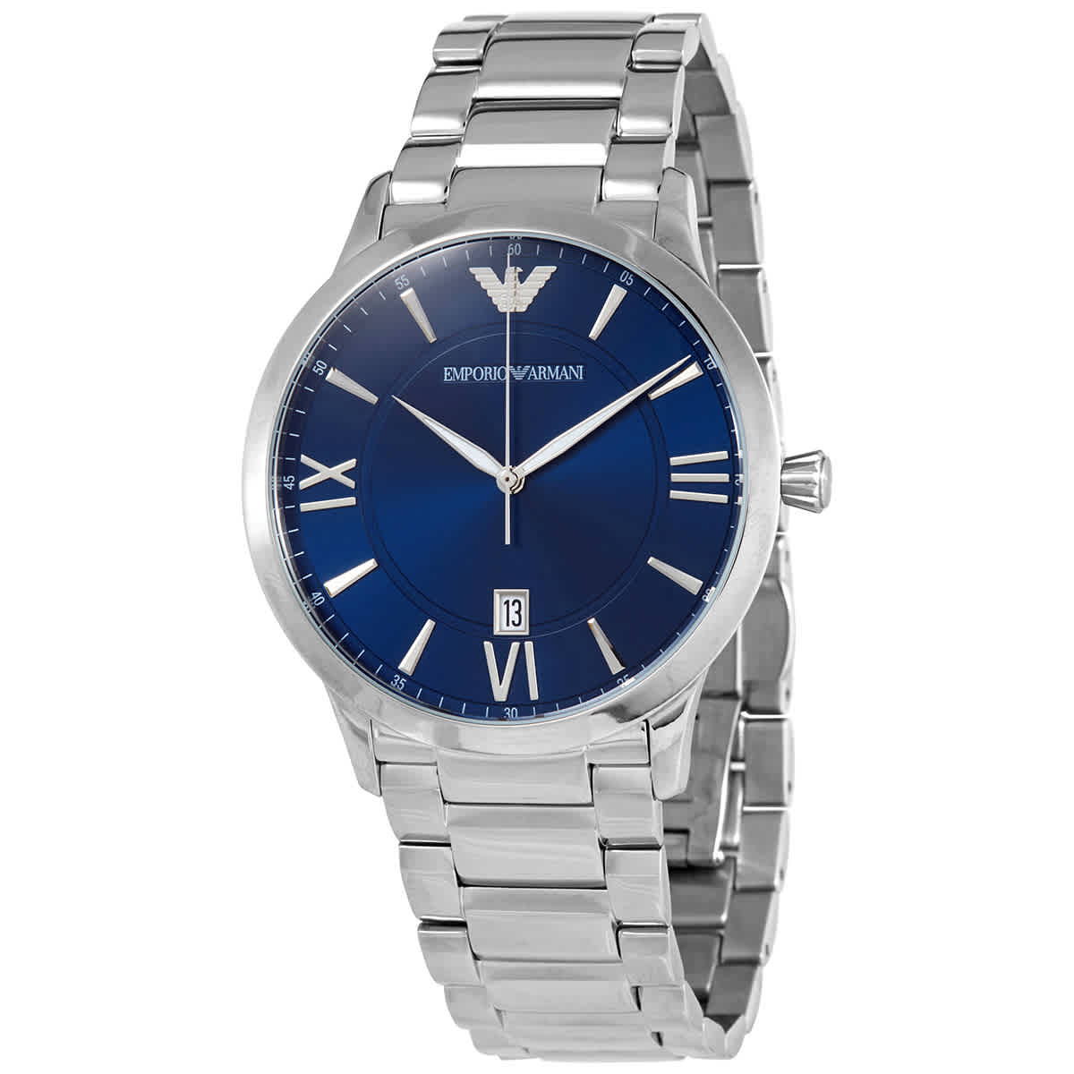 Emporio Armani Giovanni Quartz Blue Dial Silver Steel Strap Watch For Men - AR11227