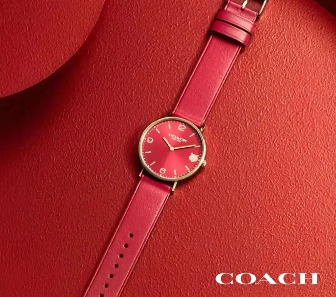 Coach Perry Red Dial Red Leather Strap Watch for Women - 14503486