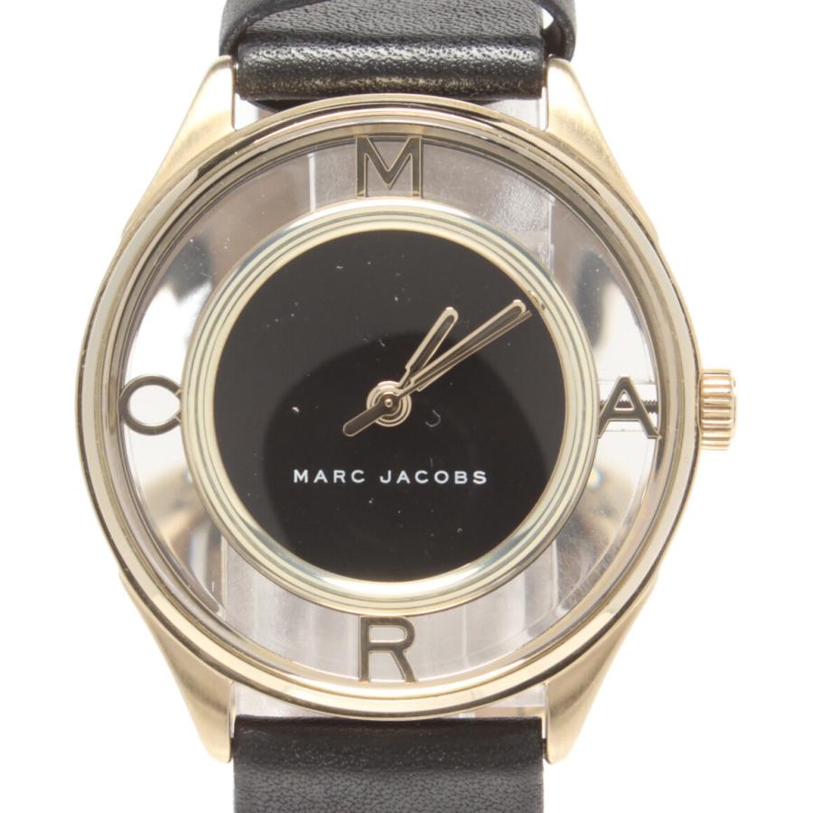 Marc Jacobs Tether Black Dial Black Leather Strap Watch for Women - MBM1376